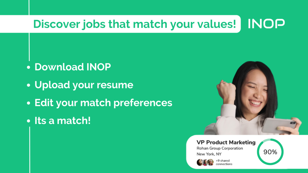 discover jobs that match your values with Inop
