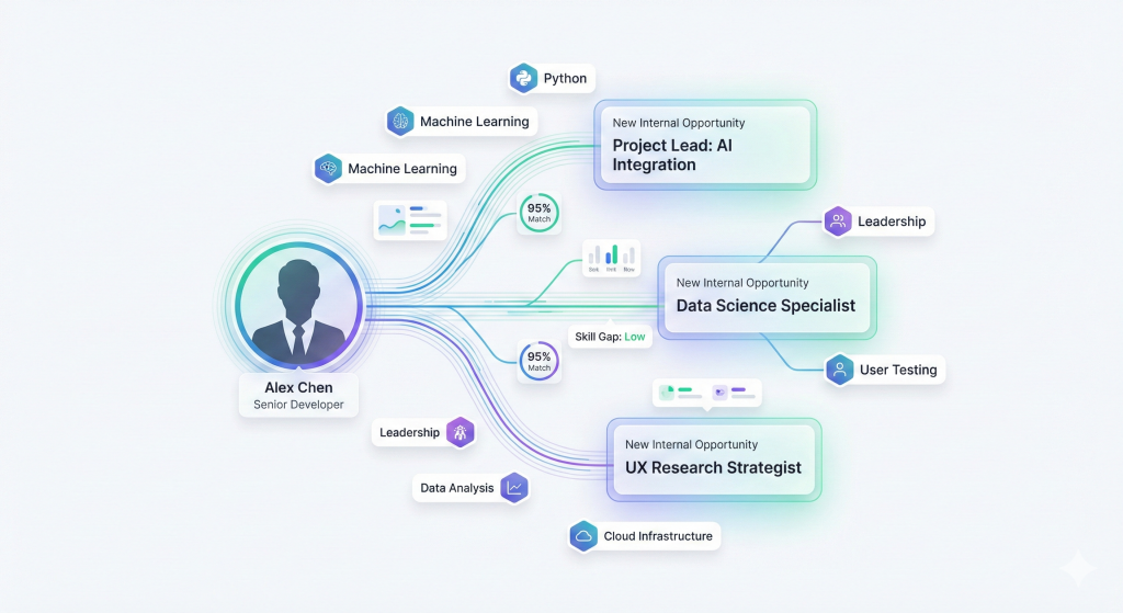 Enterprise case study showing skills-based talent mobility and internal hiring success